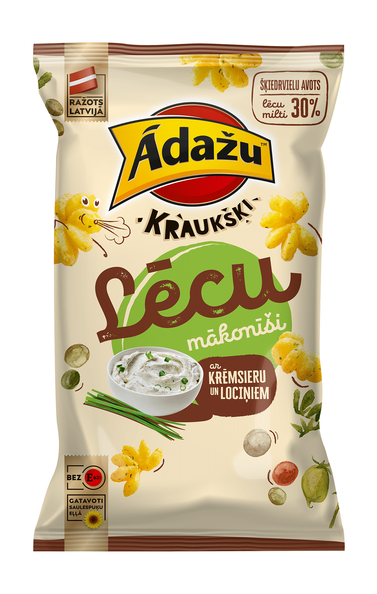 Чечевичные и кукурузные облака со вкусом сливочного сыра и зеленого лука